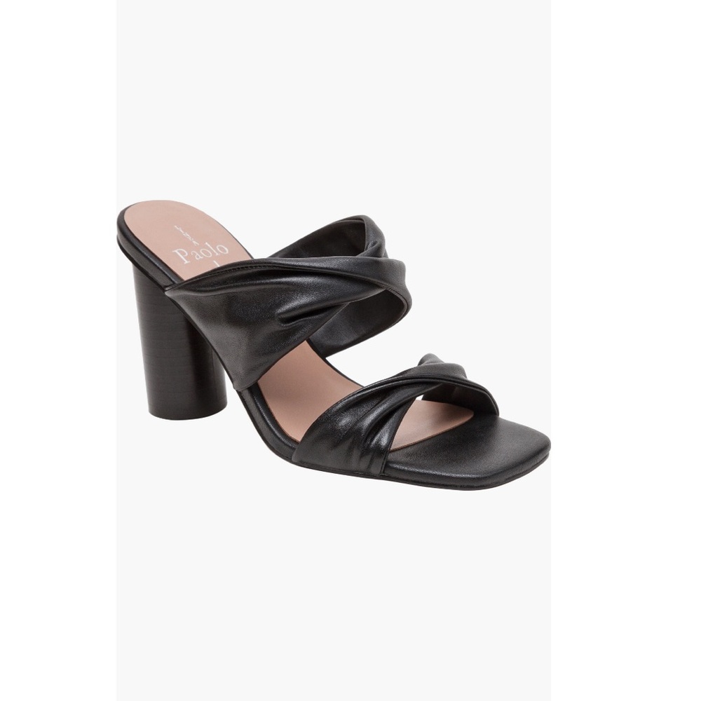 Linea Paolo Imani Sandal in Black Leather Women’s Size 9.5 Tall Block Heel